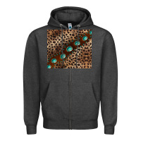Charcoal Heather leopard gemstone leather Zipper Hoodie - BarkalooDesign