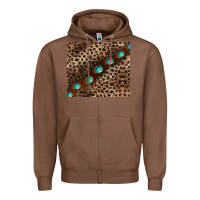 Chestnut leopard gemstone leather Zipper Hoodie - BarkalooDesign