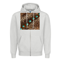 Dove Grey leopard gemstone leather Zipper Hoodie - BarkalooDesign