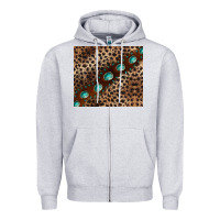 Heather Grey leopard gemstone leather Zipper Hoodie - BarkalooDesign