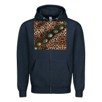 Navy leopard gemstone leather Zipper Hoodie - BarkalooDesign