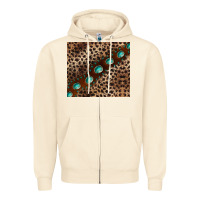 Sandshell leopard gemstone leather Zipper Hoodie - BarkalooDesign