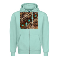 Seafoam leopard gemstone leather Zipper Hoodie - BarkalooDesign