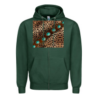 Sports Green leopard gemstone leather Zipper Hoodie - BarkalooDesign