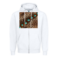 White leopard gemstone leather Zipper Hoodie - BarkalooDesign