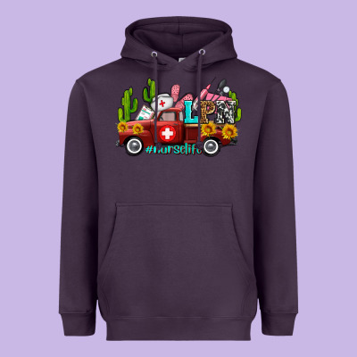 Lpn Nurse Truck With Cactus And Sunflowers Heavyweight Hoodie Designed By Adodesignshop