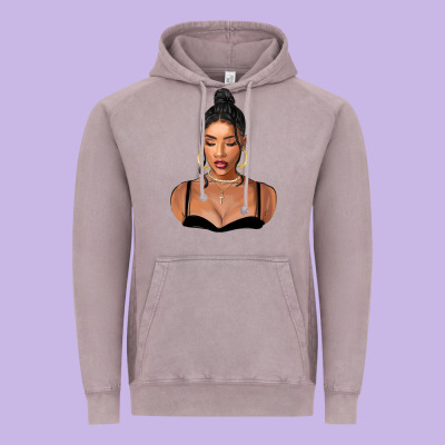 Black Woman Vintage Hoodie Designed By Fadigitalartstudio