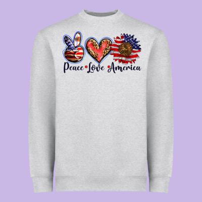 Peace Love America Heavyweight Sweatshirt Designed By Barkaloodesign