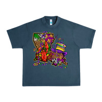 Midnight Navy mardi gras louisiana map Urban Heavy Tee - OliviaCreatesArt