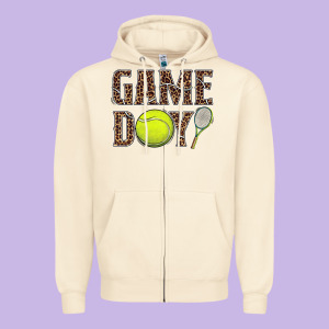 Tennis Game Day Zipper Hoodie Designed By Barkaloodesign