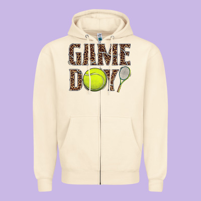 Tennis Game Day Zipper Hoodie Designed By Barkaloodesign