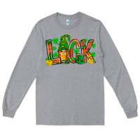 Heather Grey luck with gnome and beer bbs Long Sleeve Tee - BundleAndBundleShop