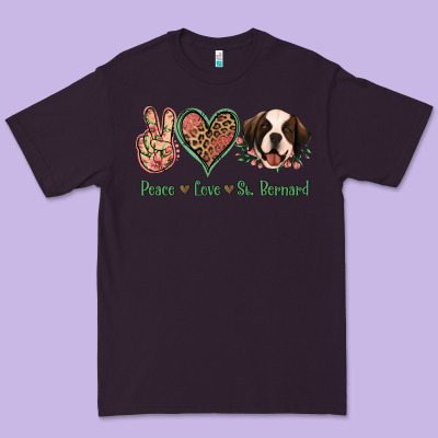 Peace Love St. Bernard Premium Tee Designed By Jasminsmagicworld