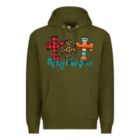 Army Green merry Christmas cross Premium Hoodie - CowhideDigitalArt