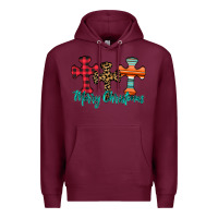 Burgundy merry Christmas cross Premium Hoodie - CowhideDigitalArt