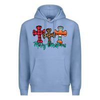 Colony Blue merry Christmas cross Premium Hoodie - CowhideDigitalArt