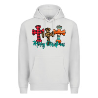 Dove Grey merry Christmas cross Premium Hoodie - CowhideDigitalArt