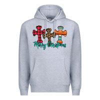 Heather Grey merry Christmas cross Premium Hoodie - CowhideDigitalArt