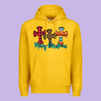 Merry Christmas Cross Premium Hoodie Designed By Cowhidedigitalart