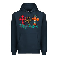 Navy merry Christmas cross Premium Hoodie - CowhideDigitalArt
