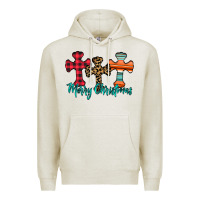 Oatmeal Heather merry Christmas cross Premium Hoodie - CowhideDigitalArt