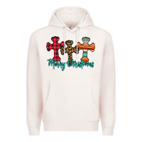 Pale Pink merry Christmas cross Premium Hoodie - CowhideDigitalArt