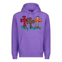 Purple merry Christmas cross Premium Hoodie - CowhideDigitalArt