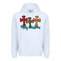 White merry Christmas cross Premium Hoodie - CowhideDigitalArt