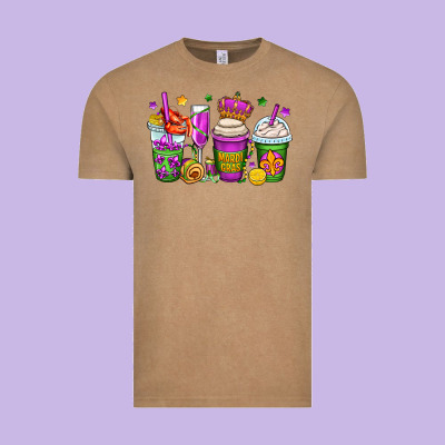 Mardi Gras Coffee Cups Vintage Tee Designed By Oliviacreatesart
