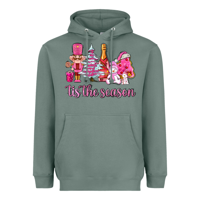 Tis The Season Pink Christmas Heavyweight Hoodie by AdoDesignShop | Teevron