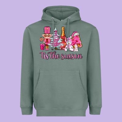 Tis The Season Pink Christmas Heavyweight Hoodie Designed By Adodesignshop