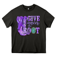 Asphalt Give Cancer the boot purple ribbon Heavy Core Tee - NancyCooperArtShop