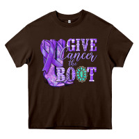 Give Cancer The Boot Purple Ribbon Heavy Core Tee | Teevron