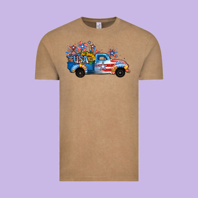 Usa 4th Of July Sunflower Truck Vintage Tee Designed By Jasminsmagicworld