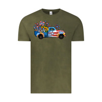 Vintage Olive USA 4th of July Sunflower Truck Vintage Tee - Jasminsmagicworld