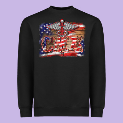 Patriotic Nurse Certified Medical Assistant Medilcal Symbol Background Heavyweight Sweatshirt Designed By Barkaloodesign