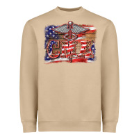 Mushroom patriotic nurse certified medical assistant medilcal symbol background Heavyweight Sweatshirt - BarkalooDesign