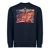 Navy patriotic nurse certified medical assistant medilcal symbol background Heavyweight Sweatshirt - BarkalooDesign