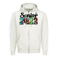 Oatmeal Heather football senior 2022 Zipper Hoodie - BarkalooDesign