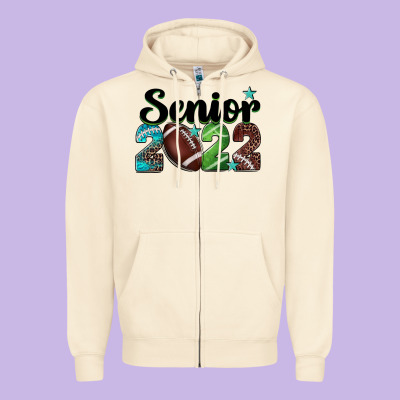 Football Senior 2022 Zipper Hoodie Designed By Barkaloodesign