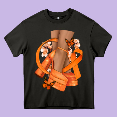Kidney Cancer Diva Orange Ribbon Heavy Core Tee Designed By Nancycooperartshop