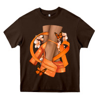 Chocolate Brown Kidney Cancer diva orange ribbon Heavy Core Tee - NancyCooperArtShop