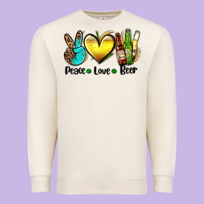 Peace Love Beer Premium Sweatshirt Designed By Adodesignshop