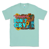 Seafoam cowgirls don't crty boots hat sunflowers Classic Tee - Artiststas
