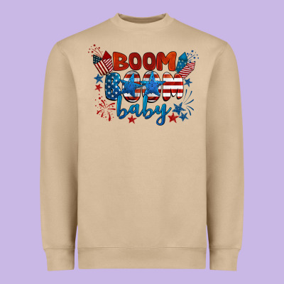 Boom Boom Baby 4th Of July Heavyweight Sweatshirt Designed By Barkaloodesign