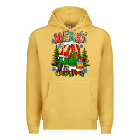 Antique Gold merry christmas car Premium Hoodie - CowhideDigitalArt