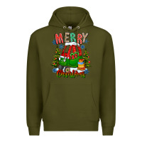 Army Green merry christmas car Premium Hoodie - CowhideDigitalArt