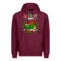 Burgundy merry christmas car Premium Hoodie - CowhideDigitalArt