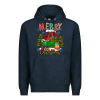 Navy merry christmas car Premium Hoodie - CowhideDigitalArt