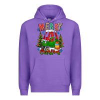 Purple merry christmas car Premium Hoodie - CowhideDigitalArt